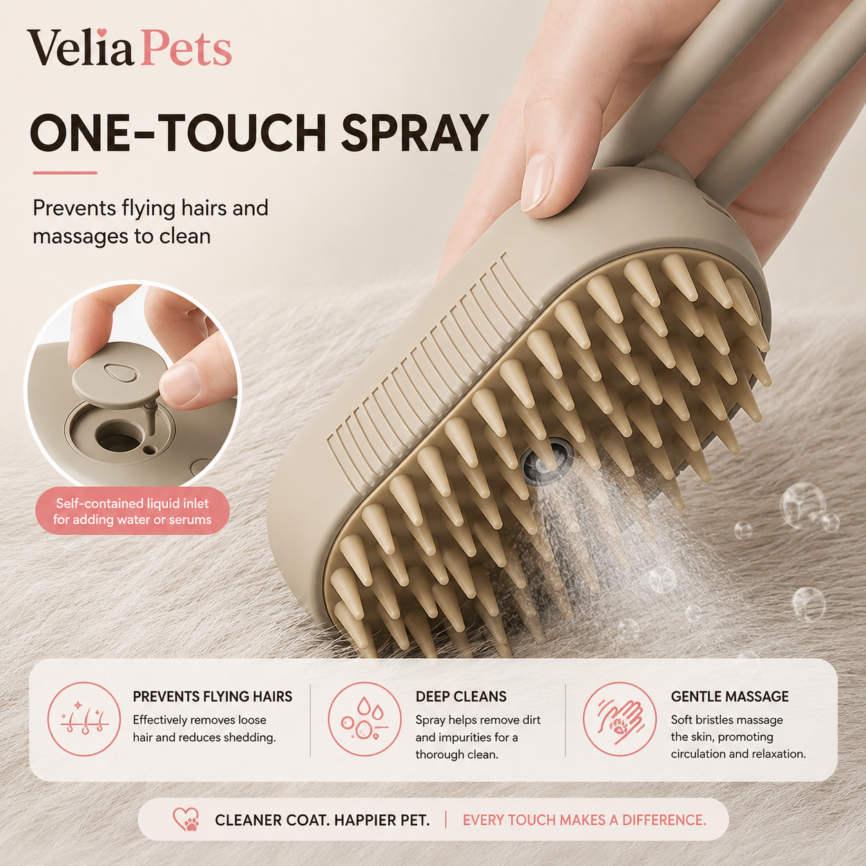 VeliaPets™ 3-in-1 Steam Brush for Cats