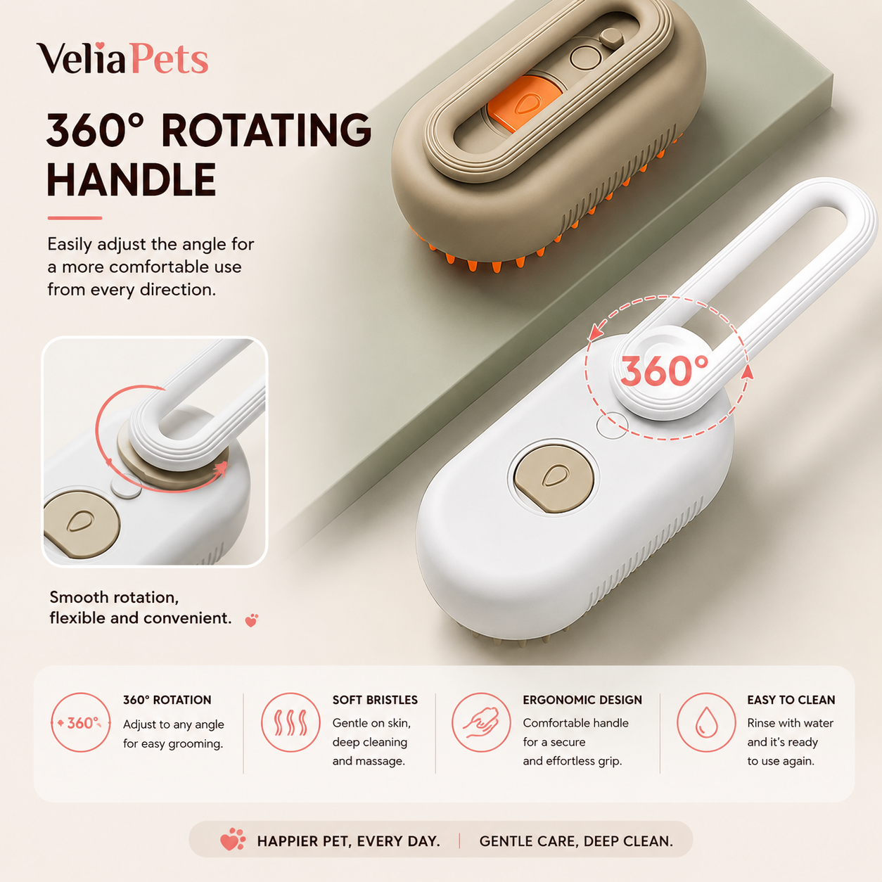 VeliaPets™ 3-in-1 Steam Brush for Cats