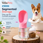 VeliaPets™ 3-in-1 Dog Water Bottle – Portable Pet Water Dispenser with Food Container & Poop Bag Holder