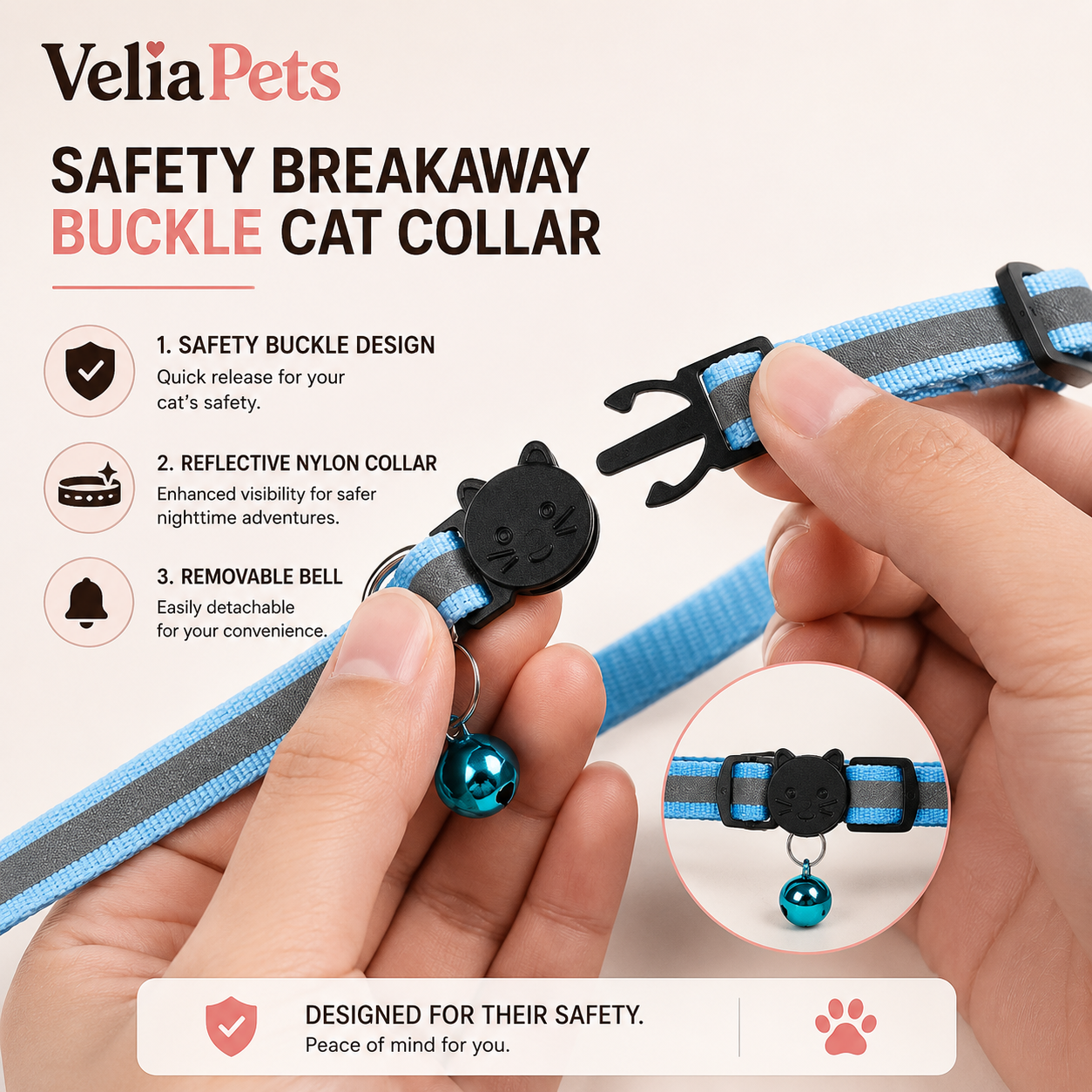 VeliaPets™ AirTag Cat Collar – Reflective, Waterproof & Adjustable (AirTag Not Included)